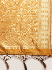 SMSAREE Coffee Brown Designer Wedding Partywear Tussar Art Silk Hand Embroidery Work Bridal Saree Sari With Blouse Piece YNF-29968