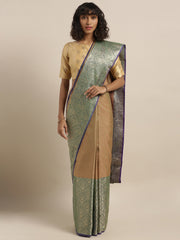 SMSAREE Green Designer Wedding Partywear Tanchui Art Silk Hand Embroidery Work Bridal Saree Sari With Blouse Piece YNF-29970
