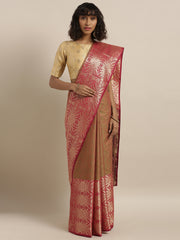 SMSAREE Red Designer Wedding Partywear Tanchui Art Silk Hand Embroidery Work Bridal Saree Sari With Blouse Piece YNF-29972