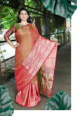 SMSAREE Red Designer Wedding Partywear Tanchui Art Silk Hand Embroidery Work Bridal Saree Sari With Blouse Piece YNF-29972