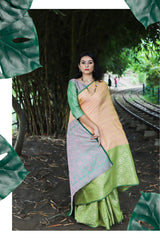 SMSAREE Green Designer Wedding Partywear Tanchui Art Silk Hand Embroidery Work Bridal Saree Sari With Blouse Piece YNF-29973
