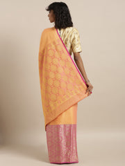 SMSAREE Mustard Designer Wedding Partywear Tanchui Art Silk Hand Embroidery Work Bridal Saree Sari With Blouse Piece YNF-29974