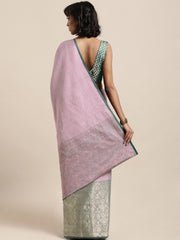 SMSAREE Pink Designer Wedding Partywear Tanchui Art Silk Hand Embroidery Work Bridal Saree Sari With Blouse Piece YNF-29976