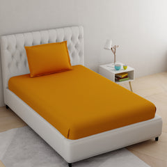 Orange Pure Cotton Single Bed Bedsheet