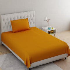 Orange Pure Cotton Single Bed Bedsheet