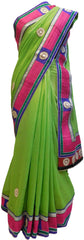 Green Designer Georgette (Viscos) Hand Embroidery Work Saree Sari