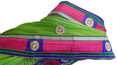 Green Designer Georgette (Viscos) Hand Embroidery Work Saree Sari