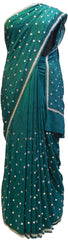 Green Designer Crepe Hand Embroidery Work Saree Sari