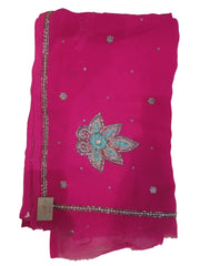 Pink Designer Georgette Hand Embroidery Work Saree Sari
