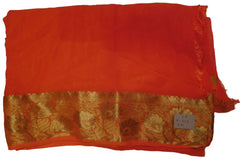 Orange Designer Georgette (Viscos) Self Weaved Zari Border Work Saree Sari