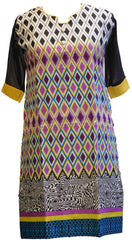 Multicolor Designer Cotton (Chanderi) Printed Kurti