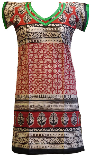 Multicolor Designer Cotton (Chanderi) Printed Kurti