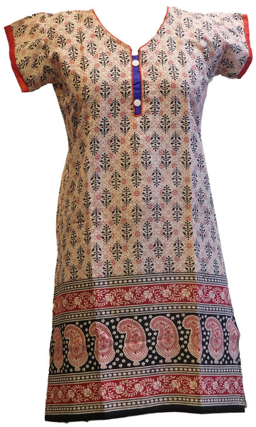 Multicolor Designer Cotton (Chanderi) Printed Kurti