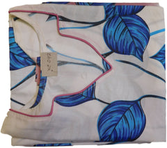 Blue & Cream Designer Cotton (Chanderi) Printed Kurti