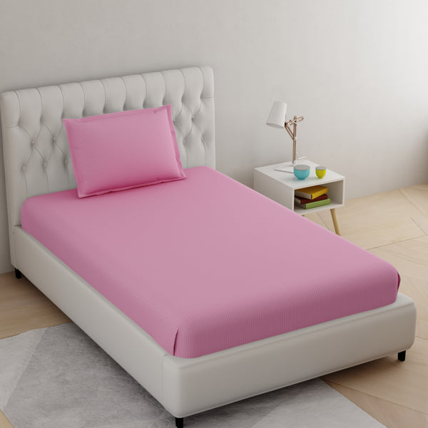 Pink Pure Cotton Single Bed Bedsheet