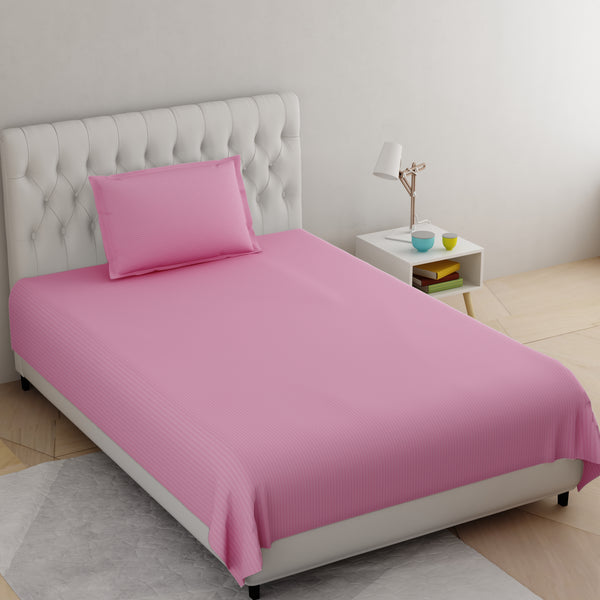 Pink Pure Cotton Single Bed Bedsheet