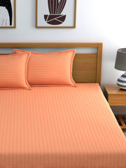 Peach Pure Cotton Double Bed Bedsheet