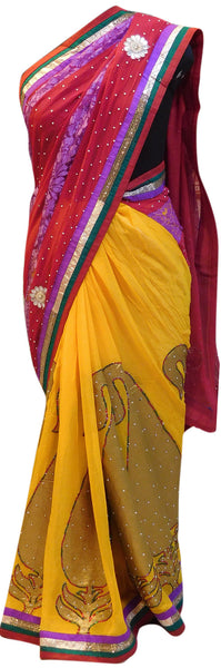 Red & Yellow Stylish Saree