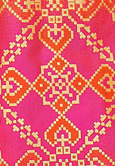 Deep Pink & Orange Designer Wedding Partywear Banarasi Silk Jacquard Lehenga Banarasi Silk Jacquard Dupatta & Banarasi Silk Jacquard Blouse