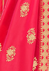 Deep Blue & Pink Designer Wedding Partywear Banarasi Silk Jacquard Lehenga Banarasi Silk Jacquard Dupatta & Banarasi Silk Jacquard Blouse