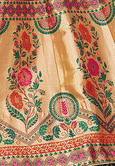 Deep Blue & Pink Designer Wedding Partywear Banarasi Silk Jacquard Lehenga Banarasi Silk Jacquard Dupatta & Banarasi Silk Jacquard Blouse