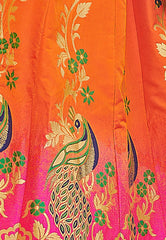 Orange & Pink Designer Wedding Partywear Banarasi Silk Jacquard Lehenga Banarasi Silk Jacquard Dupatta & Banarasi Silk Jacquard Blouse
