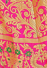 Orange & Pink Designer Wedding Partywear Banarasi Silk Jacquard Lehenga Banarasi Silk Jacquard Dupatta & Banarasi Silk Jacquard Blouse