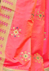 Yellow & Light Pink Designer Wedding Partywear Banarasi Silk Jacquard Lehenga Banarasi Silk Jacquard Dupatta & Banarasi Silk Jacquard Blouse