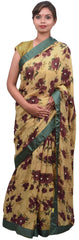 Yellow Designer Georgette (Viscos) Hand Embroidery Pearl Work Sari Saree 631S