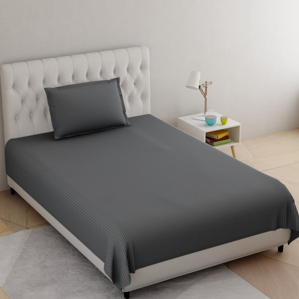 Grey Pure Cotton Single Bed Bedsheet