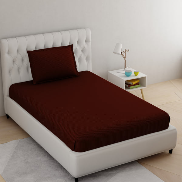 Maroon Pure Cotton Single Bed Bedsheet