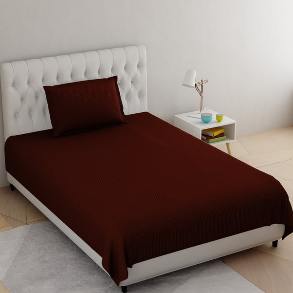 Maroon Pure Cotton Single Bed Bedsheet