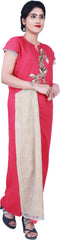 SMSAREE Red & Golden Designer Casual Partywear Geogette Viscos & Chantley Net Zari Stone Thread Sequence & Stone Hand Embroidery Work Stylish Women Kurti Kurta With Free Matching Leggings A715