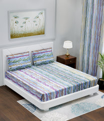 Aqua Blue Premium Cotton Double Bed Bedsheet