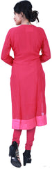 SMSAREE Pink Designer Casual Partywear Geogette Viscos Beads Stone & Cutdana Hand Embroidery Work Stylish Women Kurti Kurta With Free Matching Leggings B113