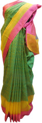 Green Traditional Designer Wedding Hand Weaven Pure Benarasi Zari Work Saree Sari With Blouse BH101B