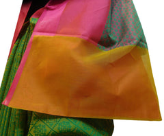 Green Traditional Designer Wedding Hand Weaven Pure Benarasi Zari Work Saree Sari With Blouse BH101B