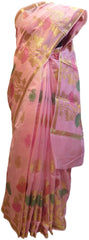 Pink Traditional Designer Wedding Hand Weaven Pure Benarasi Zari Work Saree Sari With Blouse BH102A