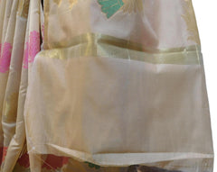 Beige Traditional Designer Wedding Hand Weaven Pure Benarasi Zari Work Saree Sari With Blouse BH102B