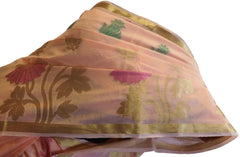 Peach Traditional Designer Wedding Hand Weaven Pure Benarasi Zari Work Saree Sari With Blouse BH102F