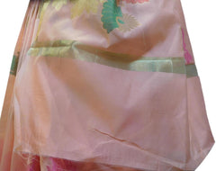 Peach Traditional Designer Wedding Hand Weaven Pure Benarasi Zari Work Saree Sari With Blouse BH102F