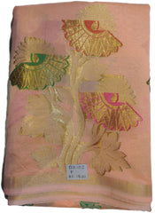 Peach Traditional Designer Wedding Hand Weaven Pure Benarasi Zari Work Saree Sari With Blouse BH102F