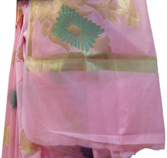 Pink Traditional Designer Wedding Hand Weaven Pure Benarasi Zari Work Saree Sari With Blouse BH102H