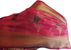 Pink Traditional Designer Wedding Hand Weaven Pure Benarasi Zari Work Saree Sari With Blouse BH103B