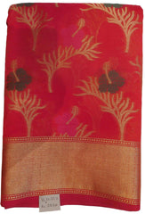 Red Traditional Designer Wedding Hand Weaven Pure Benarasi Zari Work Saree Sari With Blouse BH103C