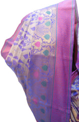 Blue Traditional Designer Wedding Hand Weaven Pure Benarasi Zari Work Saree Sari With Blouse BH105A