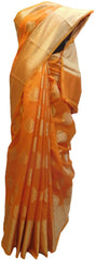 Orange Traditional Designer Wedding Hand Weaven Pure Benarasi Zari Work Saree Sari With Blouse BH106F