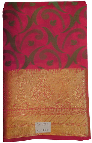 Pink Traditional Designer Wedding Hand Weaven Pure Benarasi Zari Work Saree Sari With Blouse BH107A
