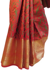 Red Traditional Designer Wedding Hand Weaven Pure Benarasi Zari Work Saree Sari With Blouse BH107C