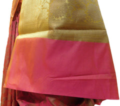 Pink Traditional Designer Wedding Hand Weaven Pure Benarasi Zari Work Saree Sari With Blouse BH107E